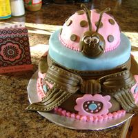 Ladybug Shower Cake Made to match invitations. All fondant and buttercream. Thanks for looking.