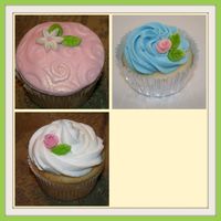 Cupcakes Vanilla cupcakes filled with raspberry cream ( bettercream mixed with rasp. filling), topped with vanilla/almond BC or MMF ( brushed with...