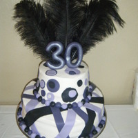 30Th Birthday I made this cake for myself. Its an Amaretto cake with apricote filling. fondant stripes and dots.