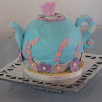 Teapot 1st time covering a ball in fondant. This cake was a learning experience. I don't love the spout, but my family loved it. For my mom&#...