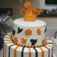 Halloween Topsy Turvey Giant Halloween Birthday cake for multiple co-workers (I do the monthly birthday cake at work). 12 x 6 and 8 x 6, it lasted 3 days at my...