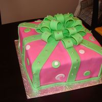 Fondant.jpg my first try with fondant. it was my friends 12 yr old daughters bday cake.