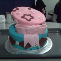 Katy's Cake My first attempt at a topsy turvy. top layer white with bubble gum fondant, bottom layer chocolate with cotton candy fondant. the girl i...