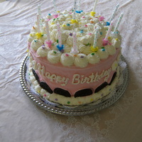 Ice Cream Cake Chocolate Ice Cream Cake; I use the culinique pans (wilton) and frost with cool whip and decorate with stabalized whipped cream