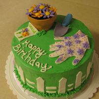 Gardening I made this for my Mother In Law. She loves gardening. Thanks to everyone on here for the inspiration. White cake with key lime filling....