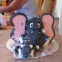 Elephant i made the ears waaaaay to big and before I could get a picture one fell foward and knocked off the marshmallow foot. Cake decorating is...