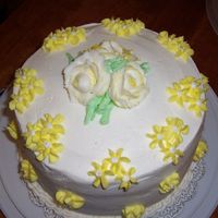 100_2539.jpg 1st cake after first class,my rose looks like my garden shrub rose.Cake is 2layer torted with strawberry pudding and mixed berries,...