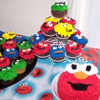 Elmo First Birthday This was for my grandson's first birthday. The cupcakes were for the guests and the Elmo was all for him!!