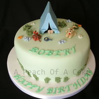 Camping I was just told the man liked camping and his dog, so that's what he got lol