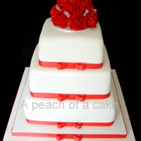 Red Rose Dome Hand made sugar flowers with small beads between the roses