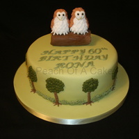Owls I wasn't sure how to do this cake but got advise form another forum.The owls are moedlling paste and each feather was put on...