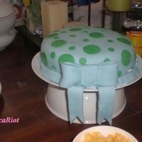 Pleo Inspired Birthday Cake My first ever fondant cake. It was inspired by the pleo dinosaur for my Dad. The bow and beads are made of fondant as well. The cake is...