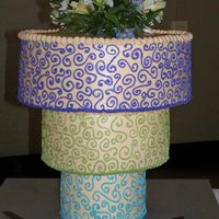Upsidedown Wedding Cake This cake is 2-16" rounds on top, 2-12" rounds in the middle and 2-8" rounds on the bottom. They are 3" deep pans so...