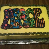 Peaceb-Day My neice 11th b-day cake bc frosting with a FBCT "Peace" she loved it
