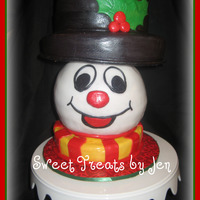 Frosty The Snowman 3d frosty, 2 tiered with sport ball. Covered in fondant