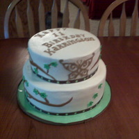 Butterfly Forest the bottom tier is WASC with chocolate chip cookie dough filling, the top is WASC strawberry cake with banana cream filling.sorry the pic...