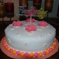 Pink And Orange Birthday Cake I made this cake for some co-workers 4-24-2009
