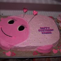 Bug Cake Bug Cake. Sprinkles Used For Flowers. Whip Icing Dyed Pink. Pipe Cleaners & Heart Stickers For Antennas. Gumpaste Eyes.