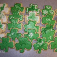 Shamrock Cookies nfsc with peppermint royal icing, yet another attempt at cookie decorating, getting better, tfl