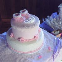 First Two Tiered Cake Made for DD's BFF. Granddaughter ran around and poked wach rose. Thank Goodness everyone thought it was "Too Cute".Top cake...