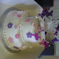 Pink And Purple Flowers And Butterflys a more detailed version of my fairy garden cake, without the fairys,