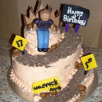 Warrick's Road Cake I made my friend a cake for his 17th birthday. Its a road cake since he likes to drive. In this picture I forget to place the car on the...