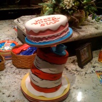 Cat In The Hat From Dr. Seuss' Cat In The Hat. (7) 8" cakes stacked with a central dowel screwed to the bottom board and screwed to the top cake...