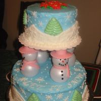 Let It Snow! Here in Michigan we didn't have snow for Christmas so for my final cake I decided to help out. The trees are chocolate, the cake is...
