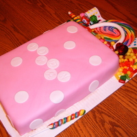 Candy Cake My daughter wanted a bag of candy cake for her birthday. She had so much fun sticking all the candy on it.