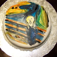 The Scream This is how I feel about turning 30! Made this for my birthday, chocolate chip cake with fudge filling. Covered in fondant (first time...