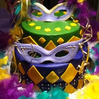 Mardi Grass Make this one for one of my best friend Mardi grass birthday party and she loved it. Bc with fondant cut out , gum paste masks. Butter...