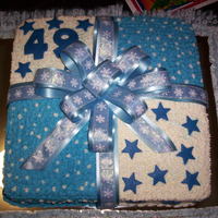 White And Blue Butter cream and fondant , Vainilla cake with pina colada filling