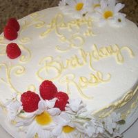 35Th Birthday 35th birthday cake for my sister... lemon cake, raspberry whip cream and vanilla whip cream frosting. Inscription/scroll was tinted whip...