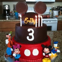 Mickey Mouse Cake I did this cake for my daughter's 3rd birthday. Cake was all chocolate with ferrero rocher chocolate mousse. The bottom tier was...