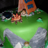 Cub Scout Twilight Camp This was made for my sons summer camp with the cub scouts. It was red, white and blue cake with buttercream icing. covered with MMF