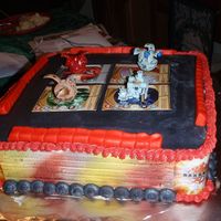Bakugan Battle Arena got this idea from another on here. My son loved it. i used the 10 inch pan and made the sides out of fondant, real bakugan on top and...