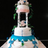 Wed Cake Fondant, gum paste, and royal icing wedding cake. The bride requested a center cake with 2 side heart shapedcakes. The reception was at an...