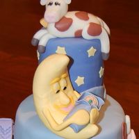 Closeup Of The Cow Jumping Over The Moon Topper of my Mother Goose cake