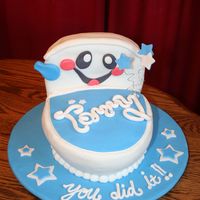 Potty Training Cake - March 2009 A special toilet cake to celebrate being potty trained! Buttercream toilet bowl with fondant accents, the tank is covered in fondant....