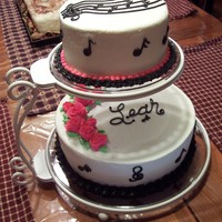 Recital Cake One cake is white with fresh strawberries, the other cake is chocolate with buttercream