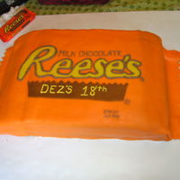 Reeces Peanut Butter Cup Package This is a peanut butter flavored cake, filled with chocolate, and then fondant covered, , all add ons are hand cut from fondant I changed...