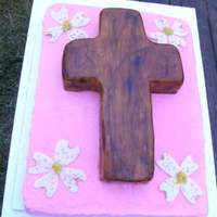 Old Wooden Cross And Dogwoods The bottom is a sheetcake covered in buttercream, with a carved cake on top covered in fondant and hand painted. The dogwoods are...