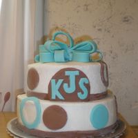 Baby Boy Shower Cake This was for my best friend's baby shower. First time working with fondant. Bow and dots are fondant. The cake is covered in...