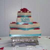 Square Cake 4 tier wedding cake...white chocolate cake with bavarian cream filling and cream cheese icing