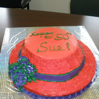 Sue's 50Th Yellow cake with lemon filling. Buttercream basket weave for a friends 50th birthday