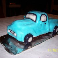 Ford Pick Up sculpted from loaf cakes and covered in rolled buttercream