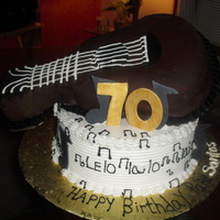 Guitar Cake I made this 3D guitar cake for my papa... the guitar was pound cake and the 10x3 in cake was yellow cake with lemon filling.... My papa...