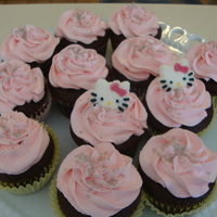 Hello Kitty Cupacakes These are some Hello Kitty cupcakes I made on the day of my daughter's birthday.Thanks for looking.