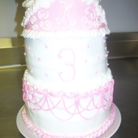 Pink Princess This is a neopolitian (chocolate, strawberry & vanilla) cake with vanilla frosting. The crown and pears are made out of fondant.It is...