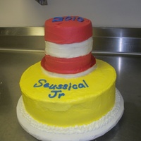 Suessical The Musical This cake was for the cast party after the play/musical. Marble cake with buttercream.